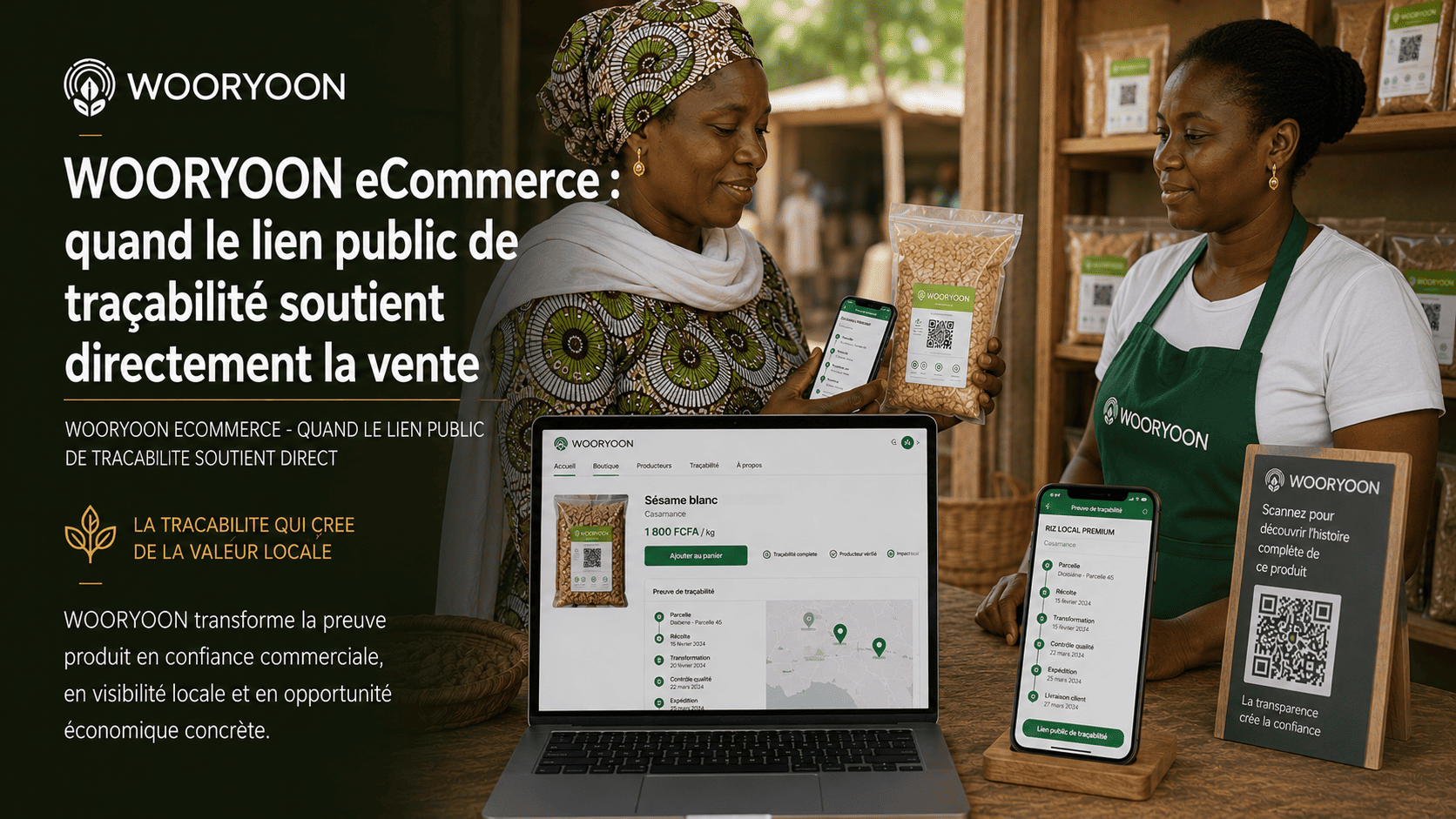 WOORYOON eCommerce : quand le lien public de traçabilité soutient directement la vente